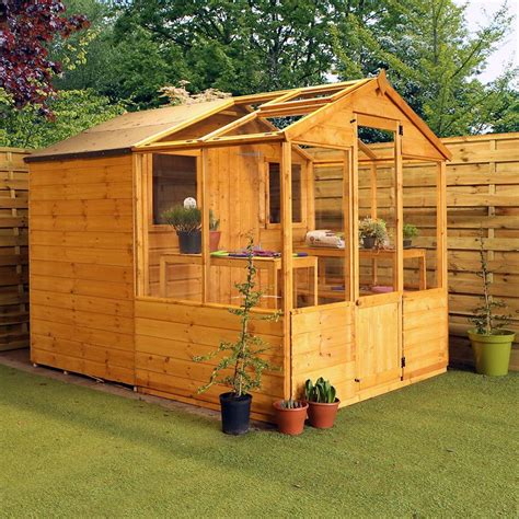 8 x 6 (2.44m x 1.97m) Mercia Greenhouse and Shed Combi | Garden ...