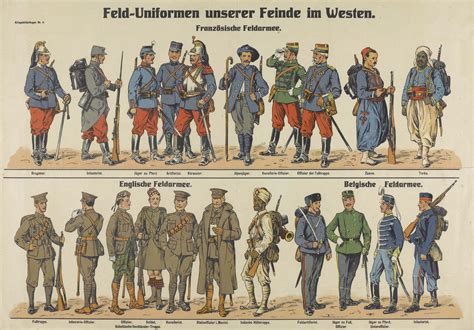 'Field uniforms of our enemies in the West', German illustration of ...