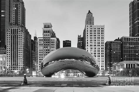 Chicago Bean at Dawn Winter Black and White Picture Photograph by Anya ...