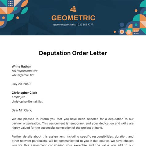 Free Deputation Order Letter Template - Edit Online & Download | Template.net