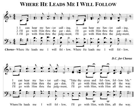 Where He Leads Me I Will Follow | Praise songs, Gospel song lyrics, Great song lyrics