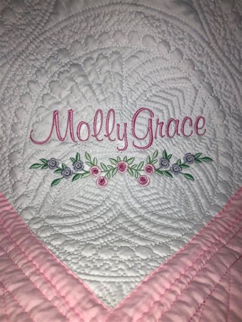 Personalized Baby Quilt L Custom Girl Baby Quilt L Embroidered Quilt L Cotton Quilt L Infant ...