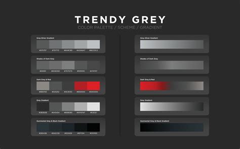 Grey color palettes, color schemes, color gradients. Set of modern web ...