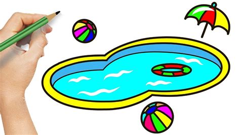 How to Draw Swimming Pool Playground - Amazing Coloring with Pencil for Children - YouTube