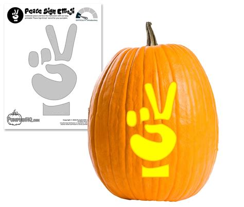 Peace Sign Emoji Pumpkin Carving Stencil - Pumpkin HQ