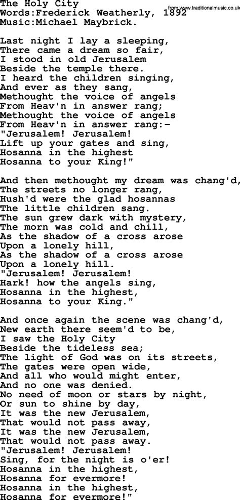 Hymns and Songs about Heaven: The Holy City - lyrics, and PDF