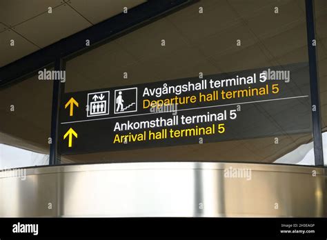 Terminal 5, departure hall and arrival hall, at Stockholm Arlanda ...