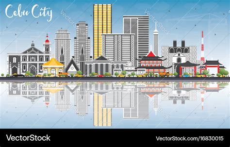 Cebu city philippines skyline with gray buildings Vector Image