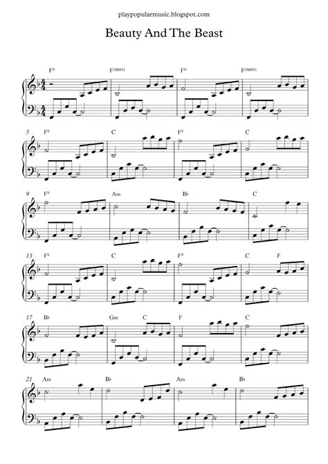 Piano Sheet Music For Beginners Popular Songs Free Printable - Free ...