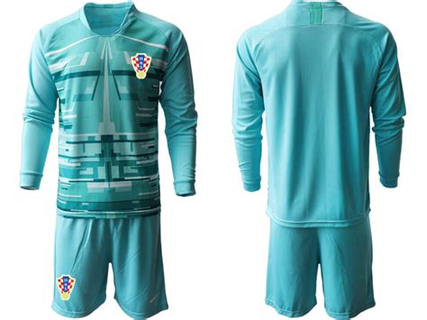 Croatia National Soccer Team Blue Goalkeeper Long Sleeves Jersey