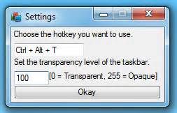 Adjust The Transparency Of Windows 7 Taskbar With Taskbar Transparency