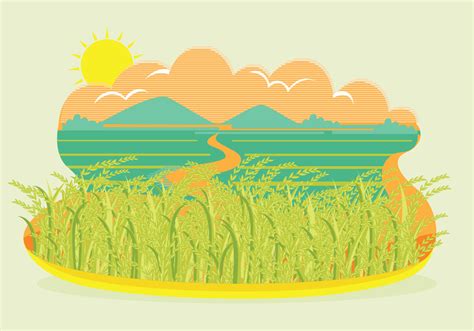 Rice Field Landscape Vector 103581 Vector Art at Vecteezy