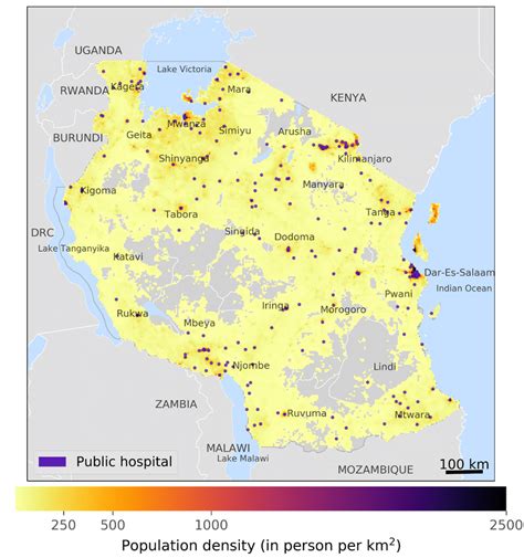 Tanzania Population Density Map