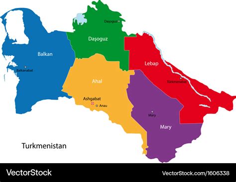 Turkmenistan map Royalty Free Vector Image - VectorStock