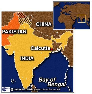 Map of India showing location of Calcutta/Kolkata - CC Cycle 2 Week 10 Geography Santa Barbara ...