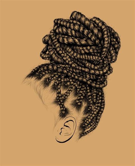 @cenoslen Art Black Love, Box Braids Bun, Box Braids Hairstyles, Drawing Hairstyles, Latest ...