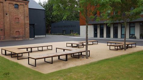 School Outdoor Furniture: Iroko Seating Benches, Canterbury