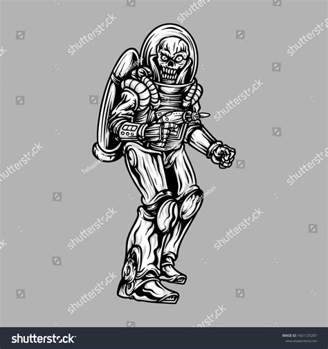 Handdrawing Vector Illustration Skeleton Alien Space Stock Vector (Royalty Free) 1561125287 ...