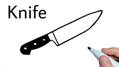 How to draw a Knife | Drawing Kitchen Knife easy | Draw Chef's Knife ...