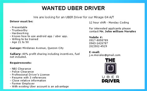 Wanted UBER Driver Philippines - UBER MANILA DRIVER TIPS