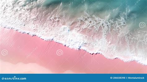 Natural Scenery of Pink Sand Beaches and Sea Waves, Traveling Theme Stock Illustration ...