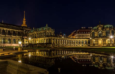 Photos Dresden Palace Germany Museum Zwinger Pond Evening Street