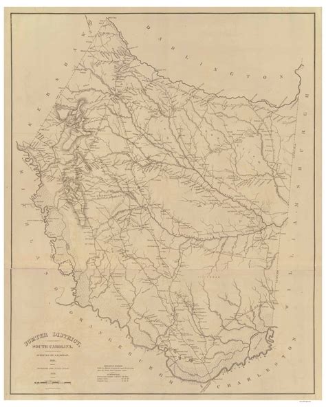 Sumter District South Carolina 1825 Old County Wall Map - Etsy