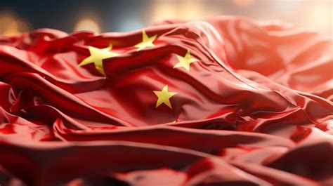 Premium AI Image | China waving flag Closeup view