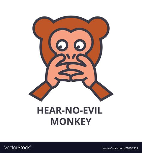 Hear no evil emoji line icon sign Royalty Free Vector Image