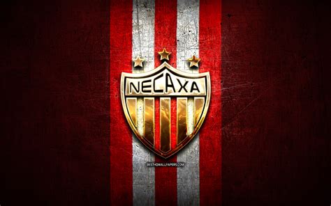 Download wallpapers Club Necaxa FC, golden logo, Liga MX, red metal ...