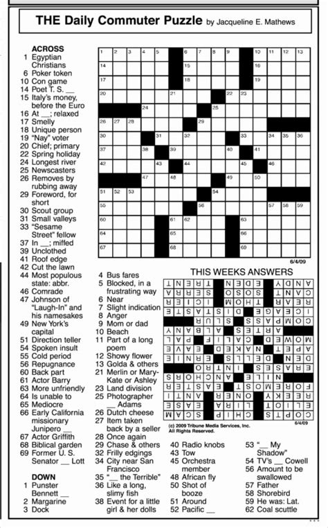 Daily Crossword Puzzle Printable – Rtrs.online - Jacqueline E Mathews Printable Crossword ...