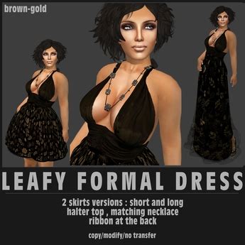 Second Life Marketplace - .:ROXY CLOTHING:. leafy formal BROWN-GOLD ...