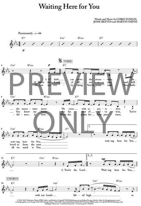 Waiting Here For You Lead Sheet, Lyrics, & Chords | Christy Nockels | WorshipHouse Media