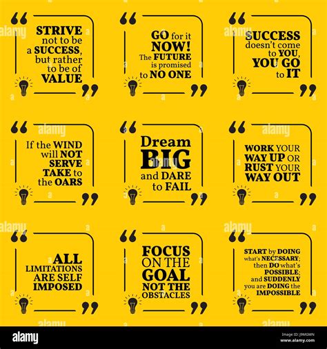 Set of motivational quotes about action, goals, achievement, success, dreams and work. Simple ...