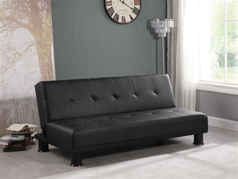 Fruitvale Black Leather Futon with White Stitching | Las Vegas Furniture Store | Modern Home ...