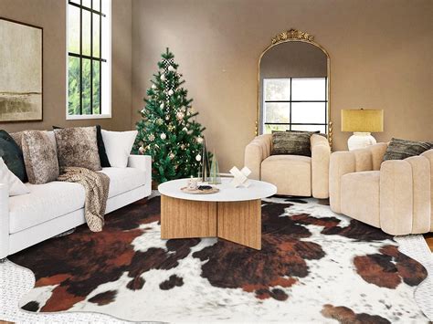 Amazon.com: Premium Cowhide Rug Cute Cow Print Rug 6.2x5.2 Feet Cow Hide Rug for Living Room ...