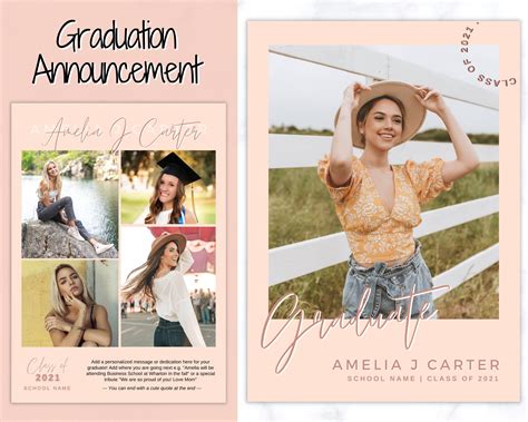 Graduation Announcement Card Template for Senior & High School