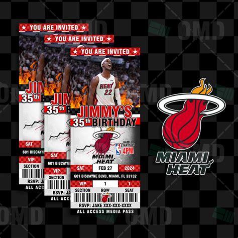 Miami Heat Sports Ticket Style Party Invites – Sports Invites