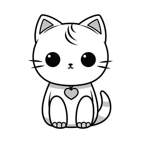 Dibujo de gato kawaii para imprimir y colorear sencillos | Gatito para colorear, Gatos kawaii ...