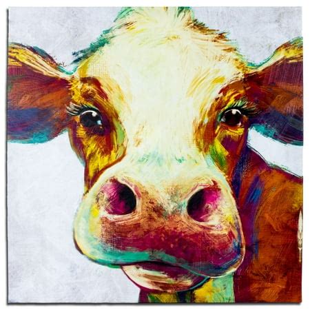 Crystal Art Cow Wrapped Canvas Painting Print Wall Art Decor 20 x 20 ...