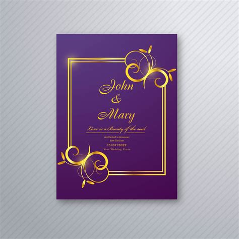 Wedding invitation card template with decorative floral backgrou 249626 ...