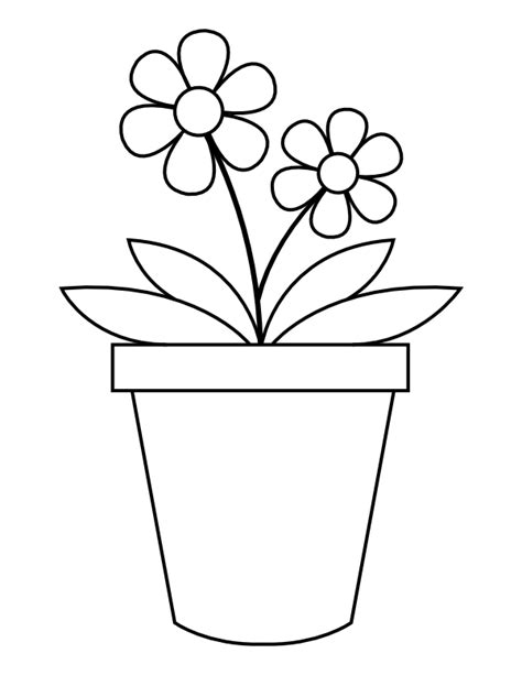 Flower Pot Coloring Pages Printable