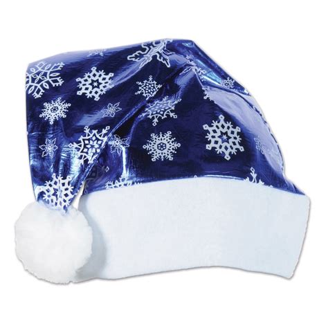 Adult size Metallic Blue Santa Hat with Snowflakes - Christmas - 1 per pack - Walmart.com ...