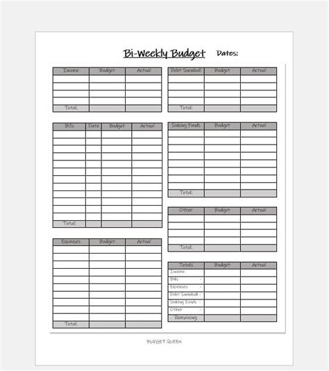 Bi-weekly Budget Template 2 PRINTABLE Finance Budget Sheets - Etsy