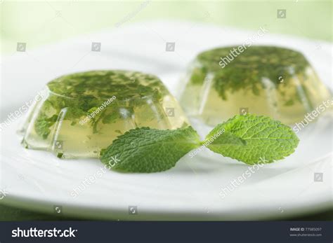 Mint Jelly On Plate Fresh Leaf Stock Photo (Edit Now) 77985097