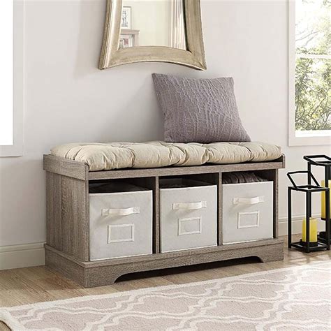 Walker Edison 3 Cubby Cushion Storage Bench - Sears Marketplace