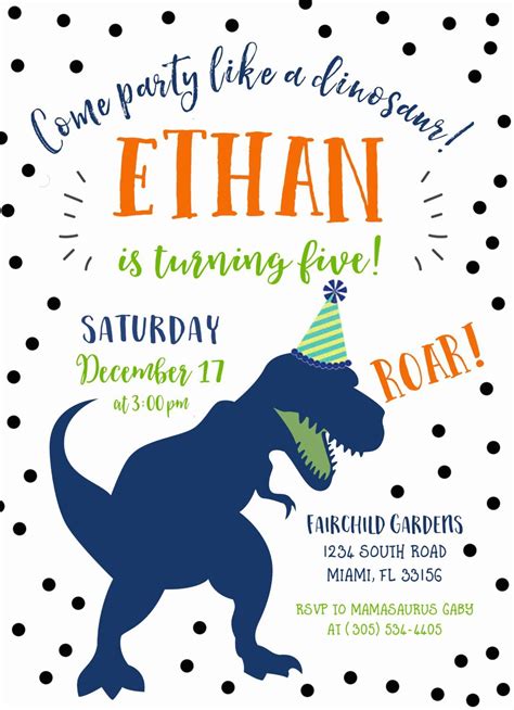 Editable Dinosaur Birthday Invitations Templates Free