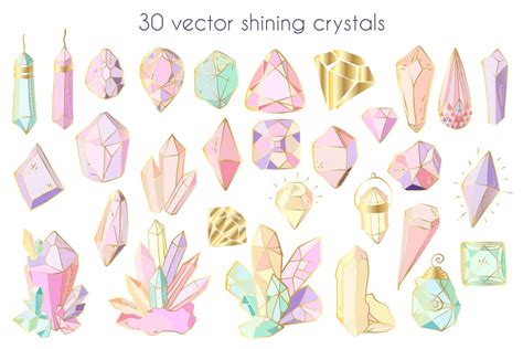 Magic Crystals - vector collection (137987) | Illustrations | Design Bundles in 2022 | Crystal ...