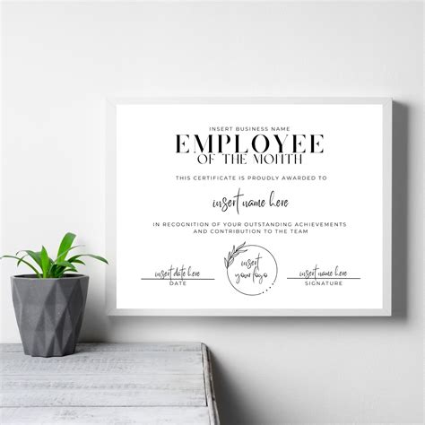 Employee Recognition Certificate Template INSTANT DOWNLOAD - Etsy