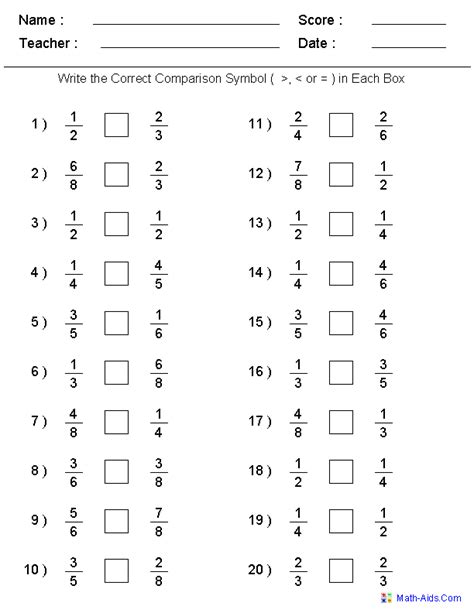 Greater Than Less Than Worksheets - Math-Aids.Com